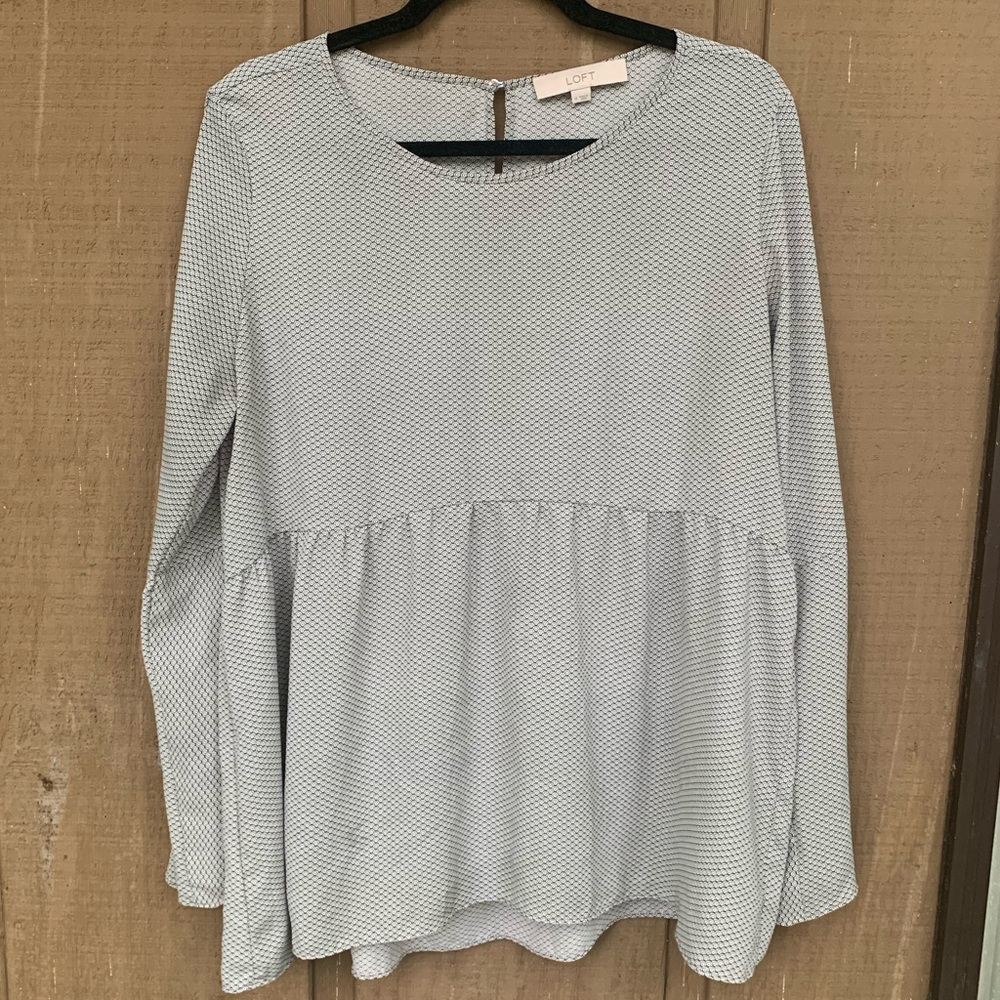 LOFT flowy peplum top with bell sleeves